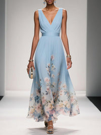 Jonquil Floral Chiffon Wedding Guest Maxi Dress