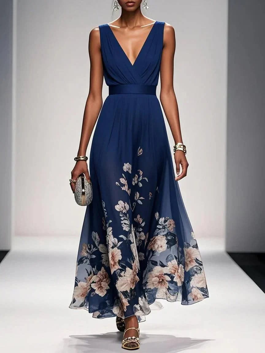 Jonquil Floral Chiffon Wedding Guest Maxi Dress