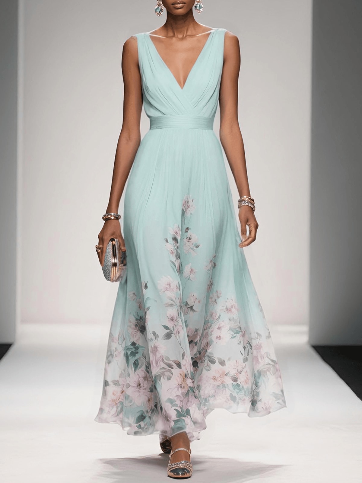 Jonquil Floral Chiffon Wedding Guest Maxi Dress_5