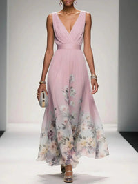 Jonquil Floral Chiffon Wedding Guest Maxi Dress