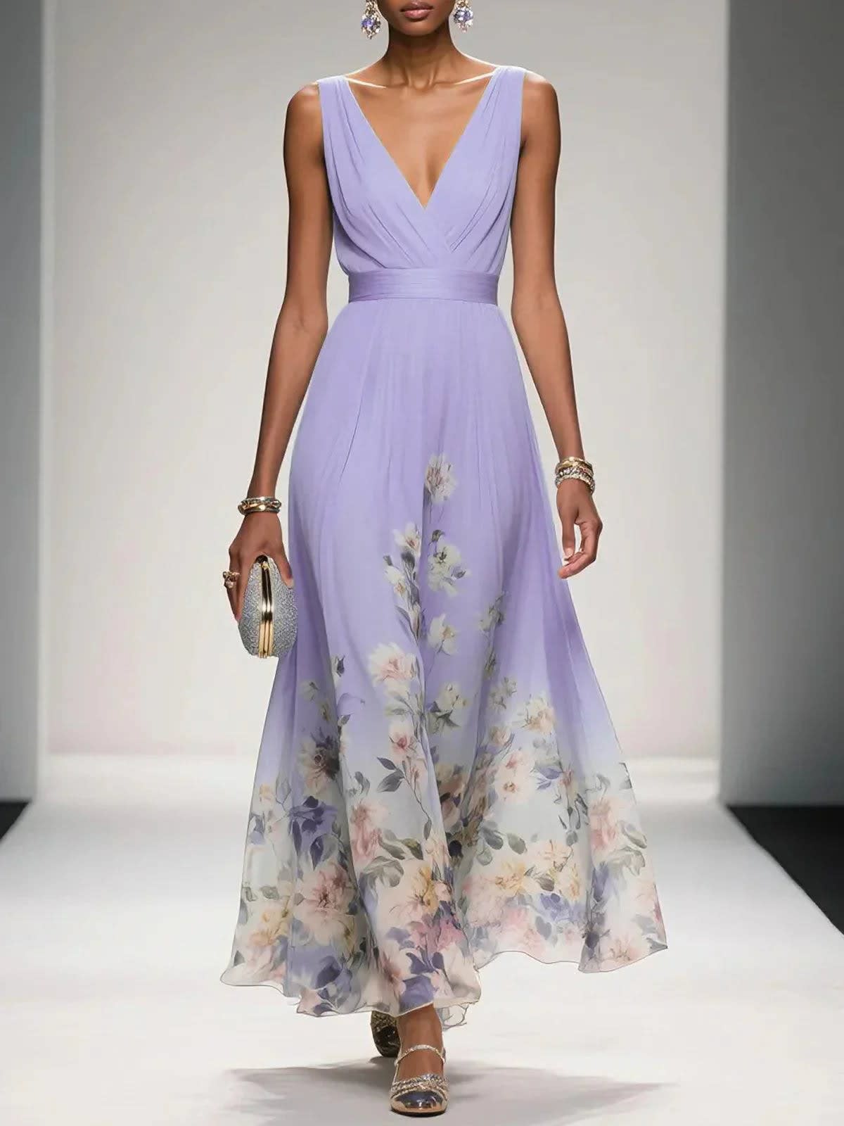 Jonquil Floral Chiffon Wedding Guest Maxi Dress_7