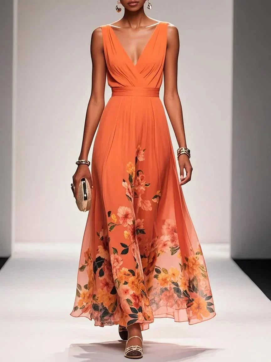 Jonquil Floral Chiffon Wedding Guest Maxi Dress_8