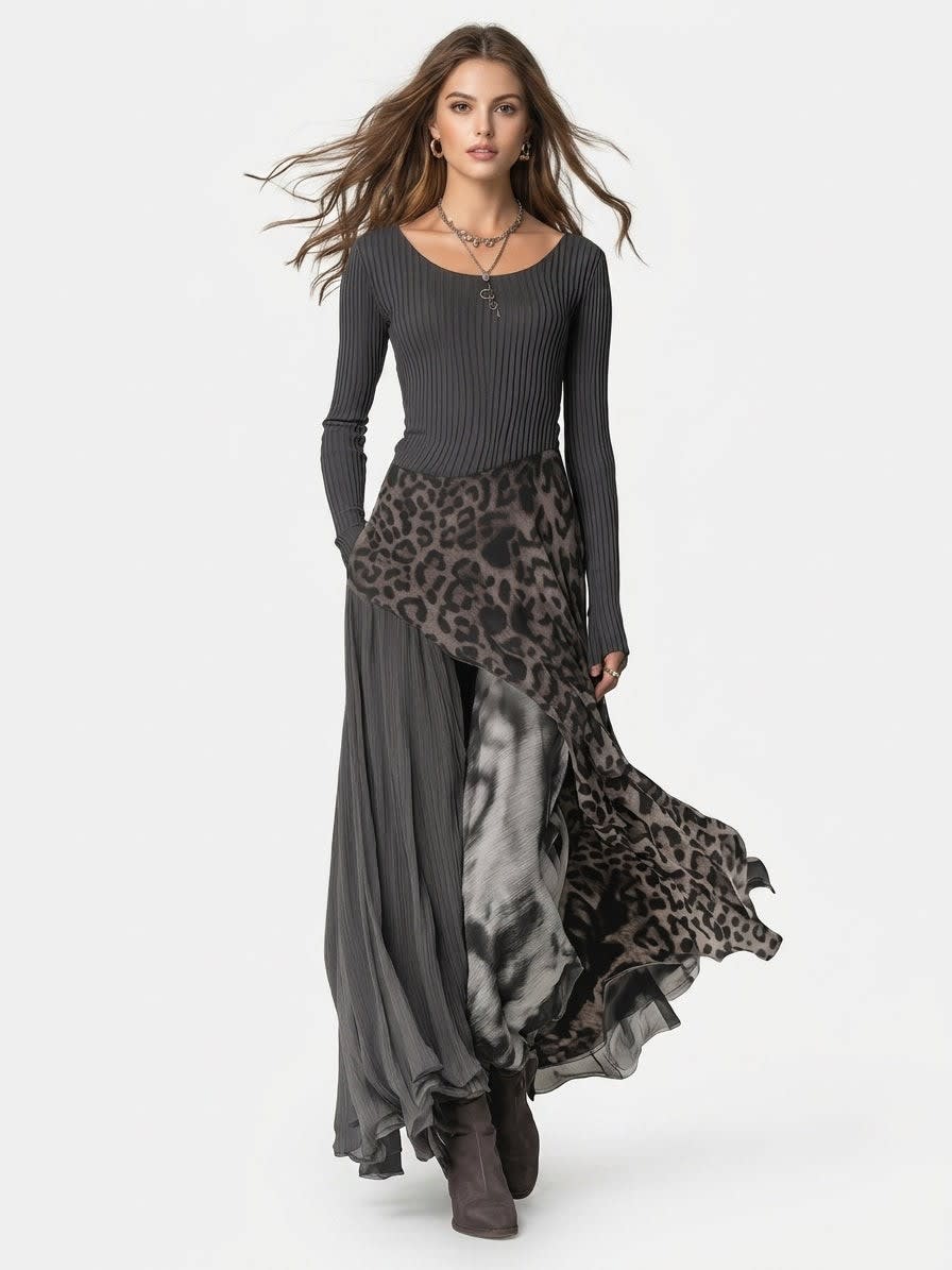 Judith Animal Print Ribbed Maxi Dress_1