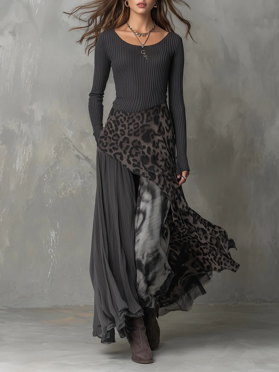 Judith Animal Print Ribbed Maxi Dress_3