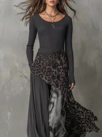 Judith Animal Print Ribbed Maxi Dress