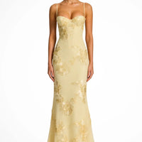 Amara Floral Embroidered Bustier Wedding Guest Maxi Dress