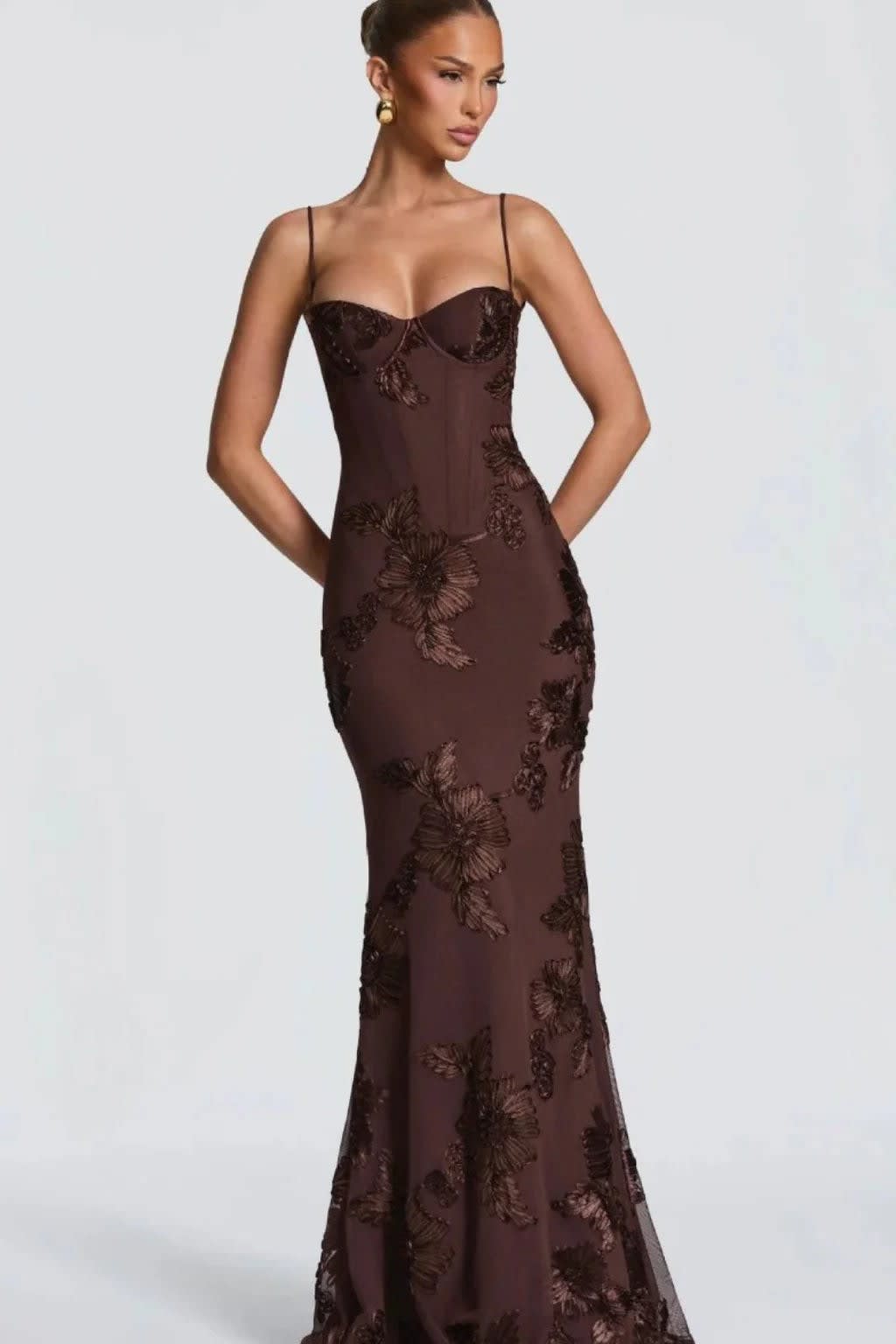 Amara Floral Embroidered Bustier Wedding Guest Maxi Dress_11