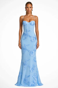 Amara Floral Embroidered Bustier Wedding Guest Maxi Dress