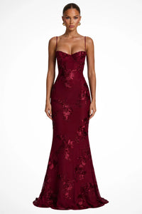 Amara Floral Embroidered Bustier Wedding Guest Maxi Dress