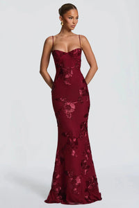 Amara Floral Embroidered Bustier Wedding Guest Maxi Dress
