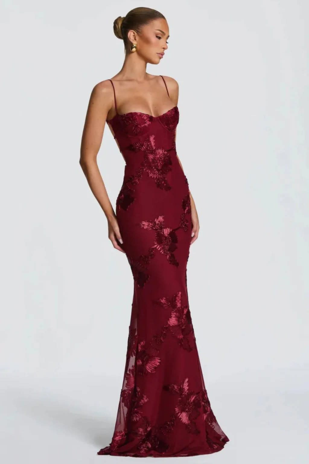 Amara Floral Embroidered Bustier Wedding Guest Maxi Dress_18
