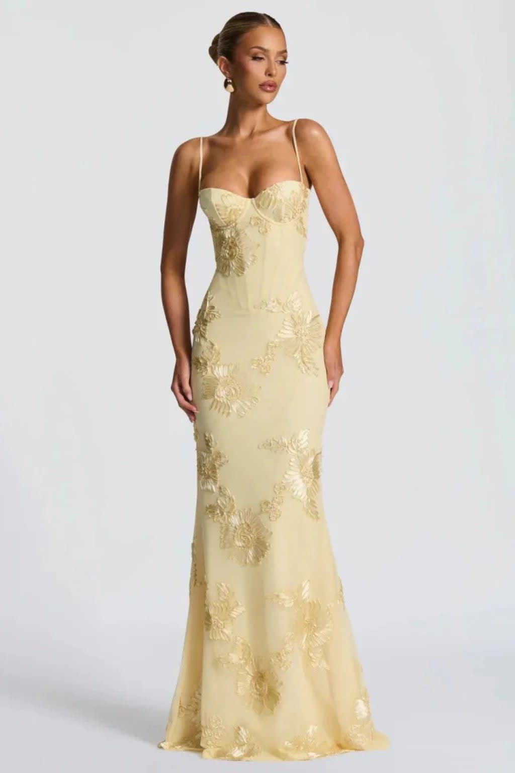 Amara Floral Embroidered Bustier Wedding Guest Maxi Dress_3