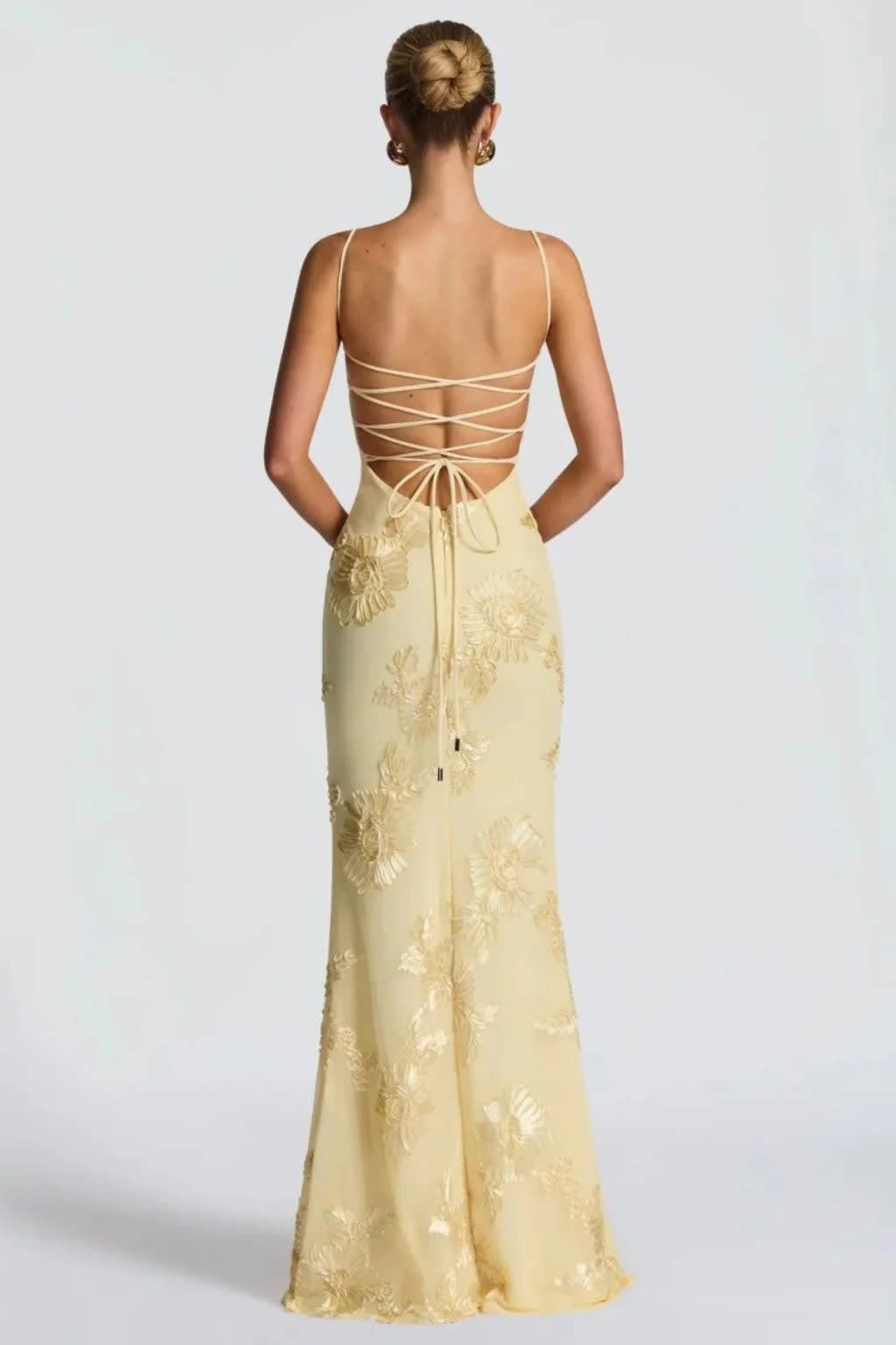 Amara Floral Embroidered Bustier Wedding Guest Maxi Dress