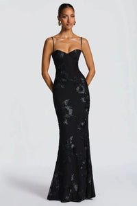Amara Floral Embroidered Bustier Wedding Guest Maxi Dress