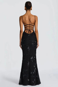 Amara Floral Embroidered Bustier Wedding Guest Maxi Dress