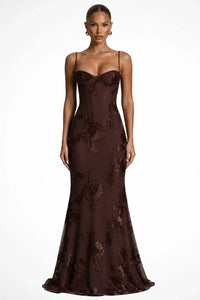 Amara Floral Embroidered Bustier Wedding Guest Maxi Dress