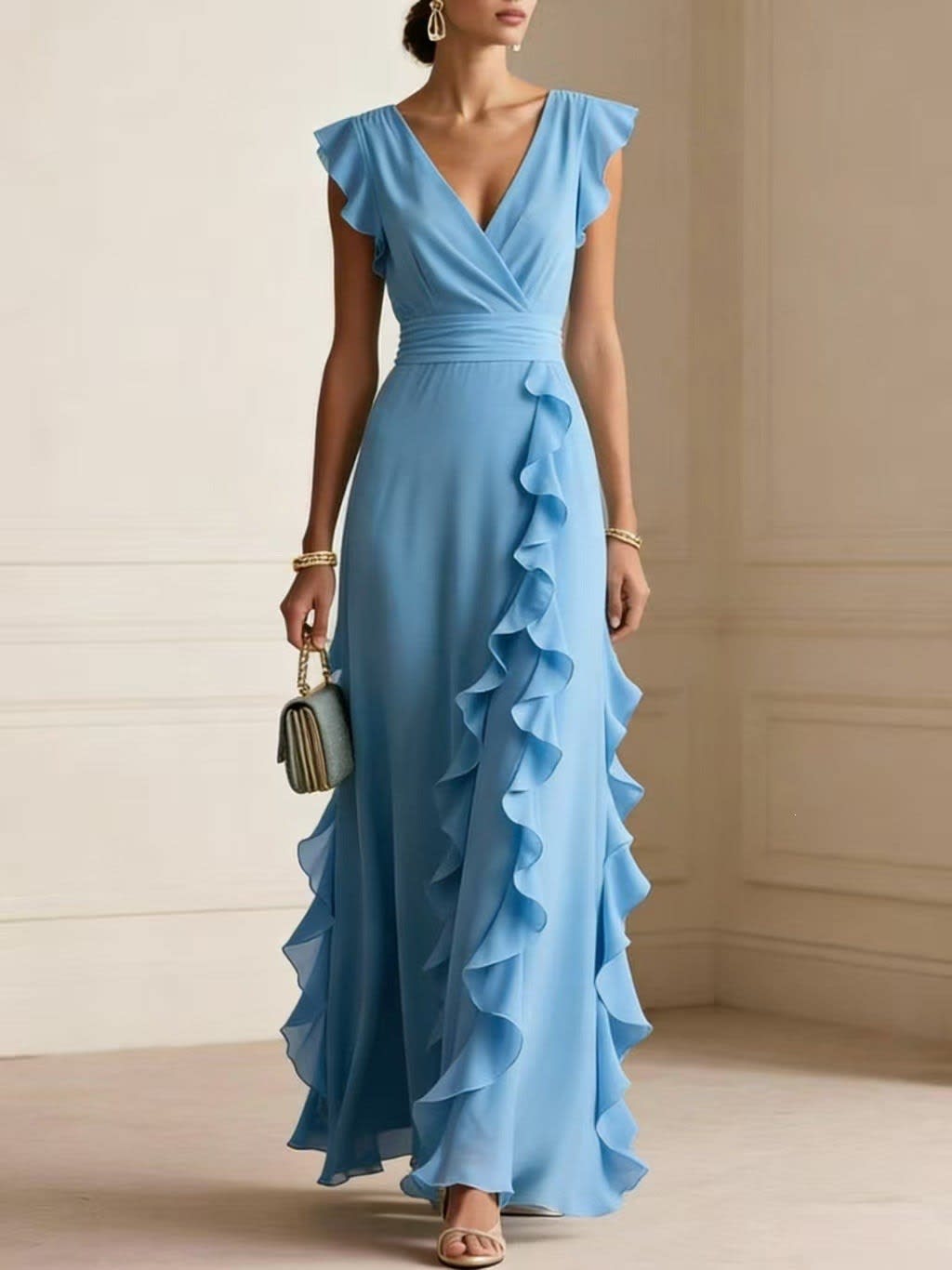 Fiona Ruffle Wedding Guest Maxi Dress