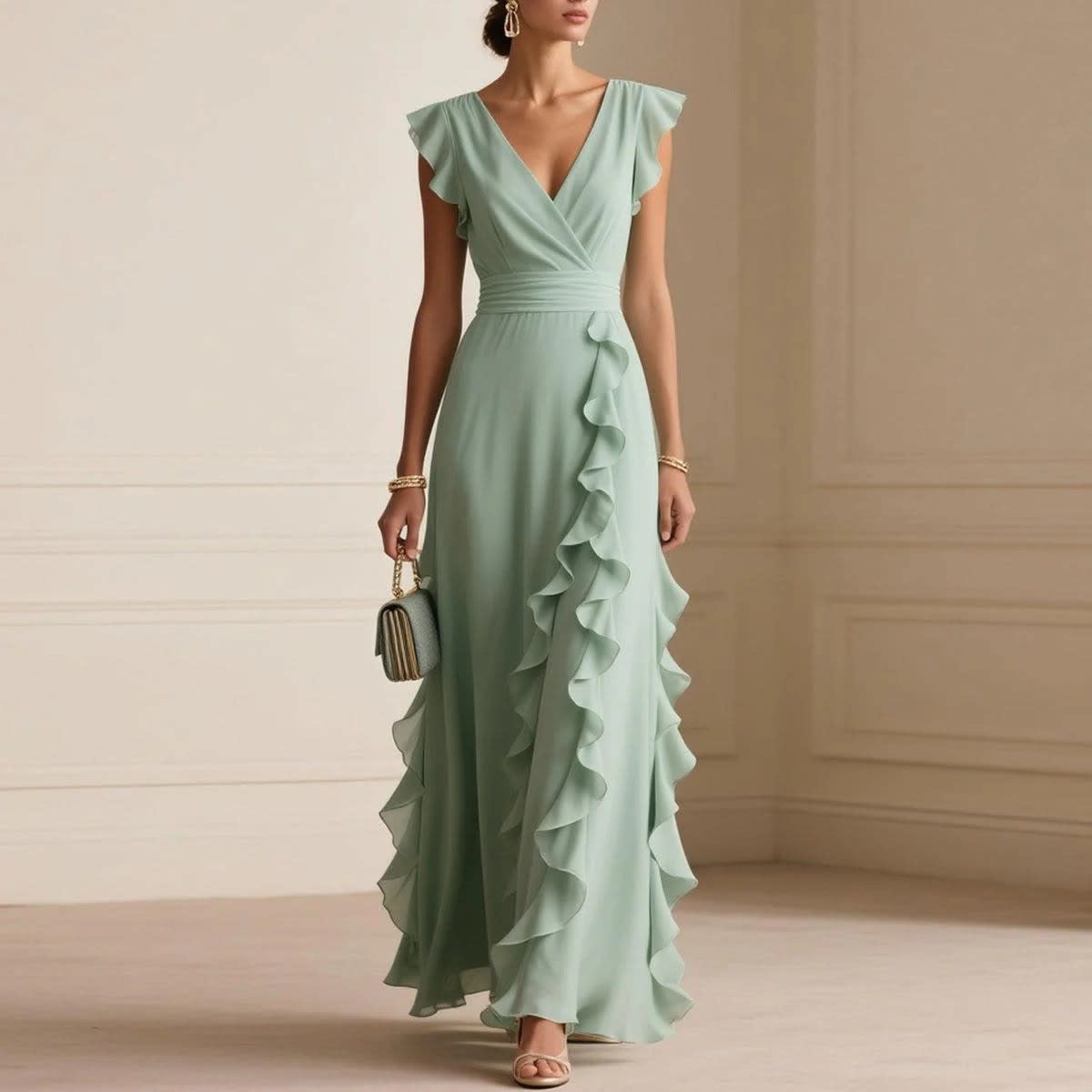 Fiona Ruffle Wedding Guest Maxi Dress