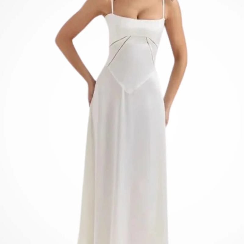 Colette Square Neck Wedding Guest Maxi Dress with Corset Back
