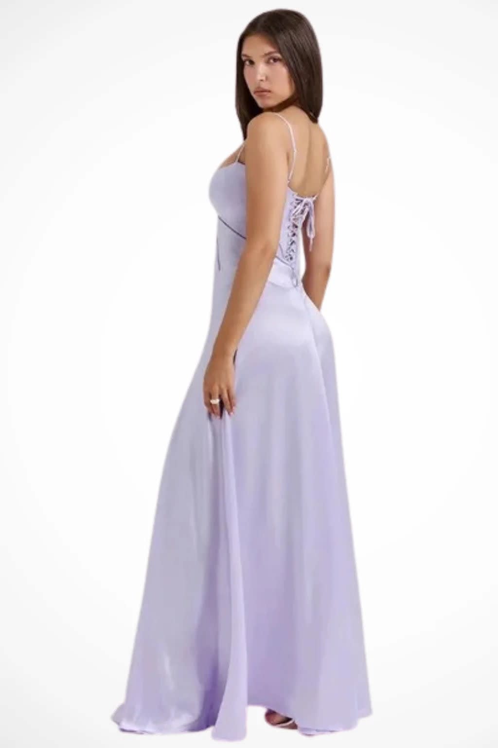 Colette Square Neck Wedding Guest Maxi Dress with Corset Back