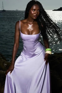 Colette Square Neck Wedding Guest Maxi Dress with Corset Back