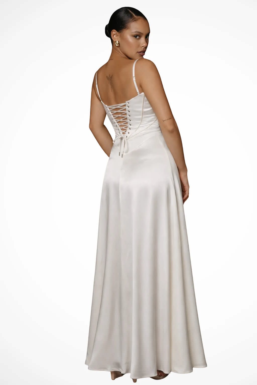 Colette Square Neck Wedding Guest Maxi Dress with Corset Back