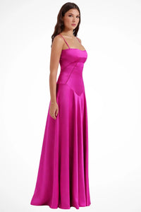 Colette Square Neck Wedding Guest Maxi Dress with Corset Back