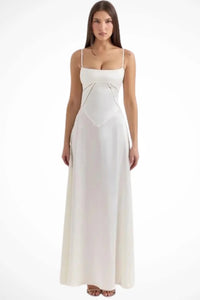 Colette Square Neck Wedding Guest Maxi Dress with Corset Back