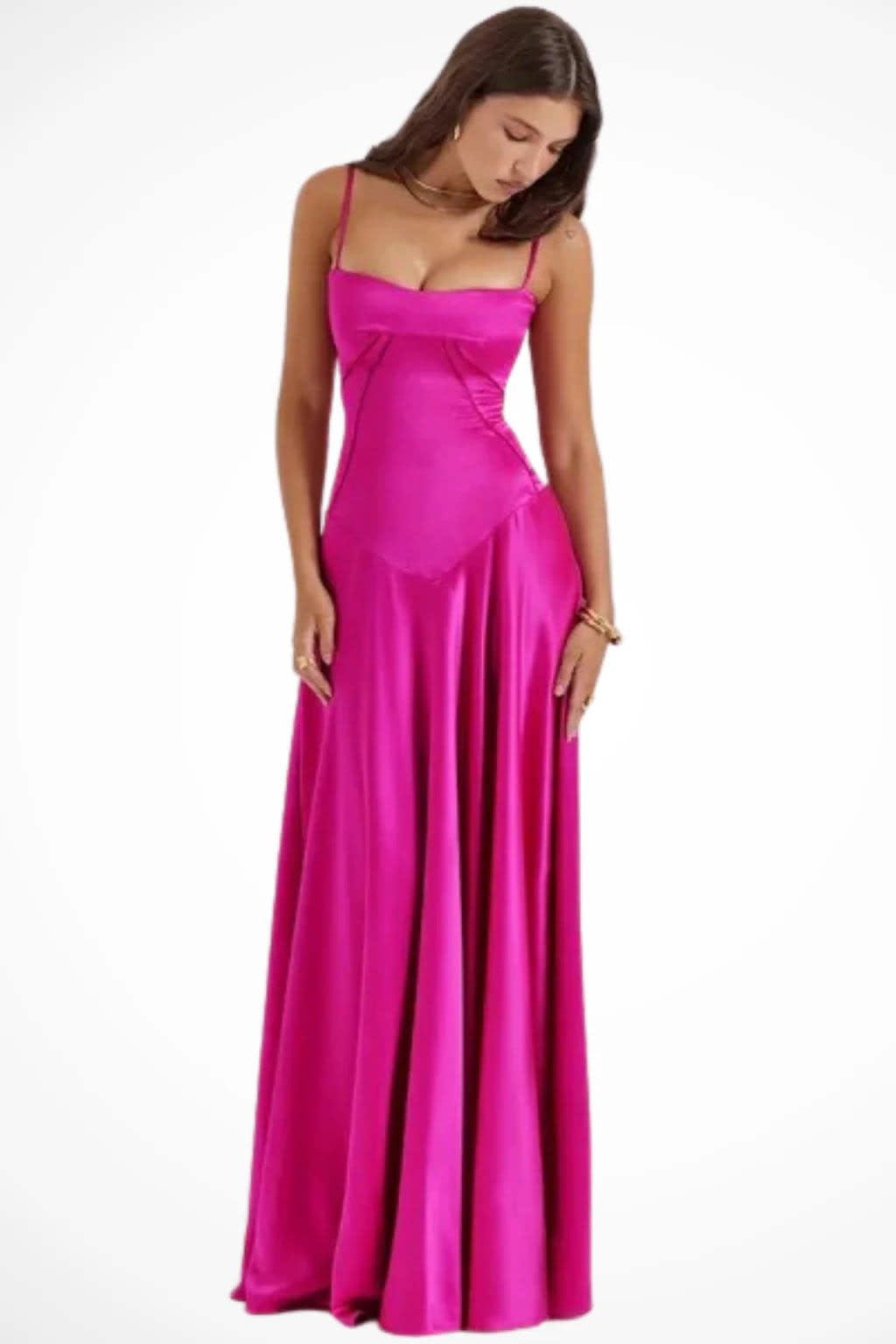 Colette Square Neck Wedding Guest Maxi Dress with Corset Back