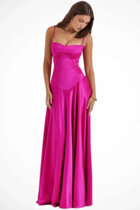 Colette Square Neck Wedding Guest Maxi Dress with Corset Back
