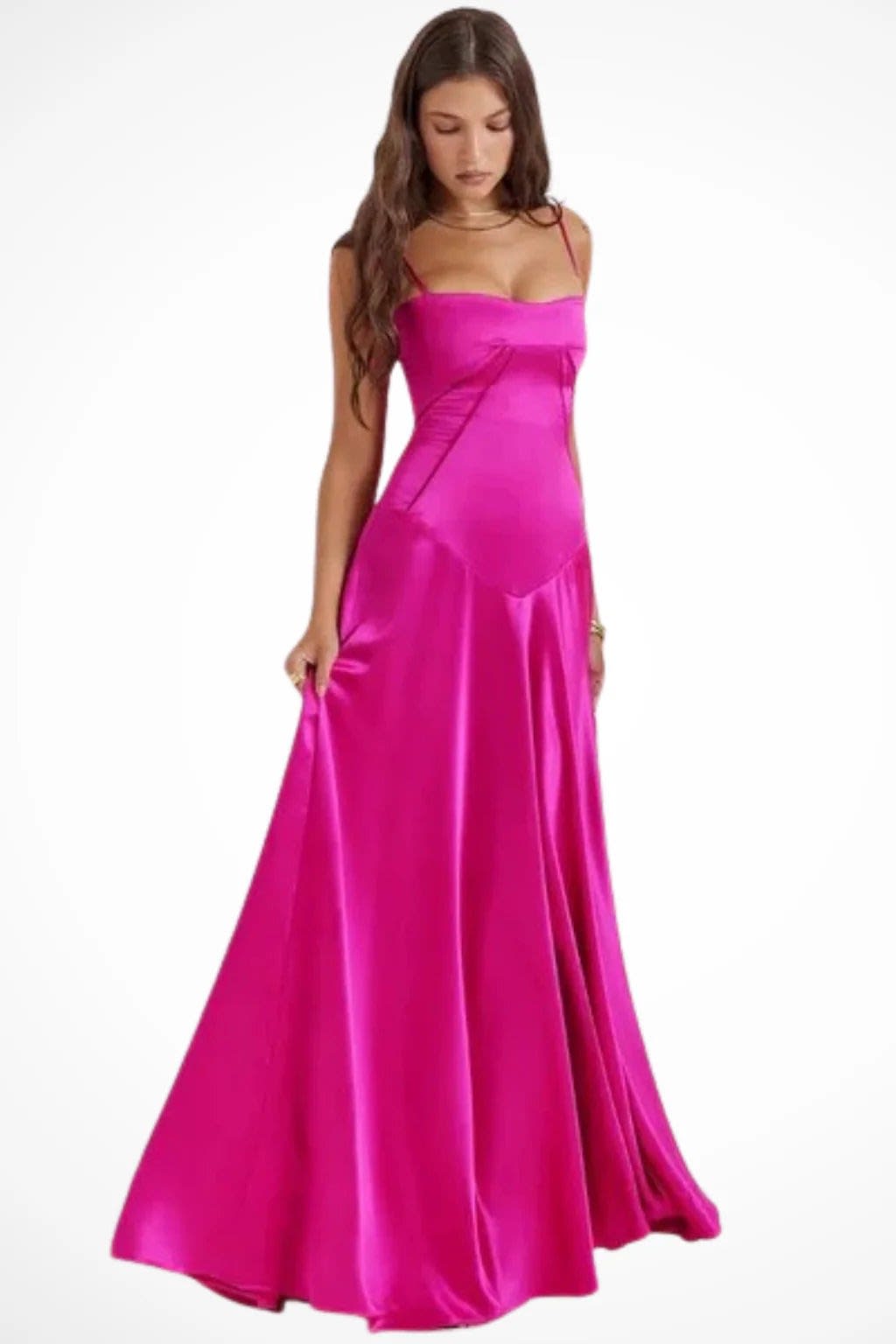 Colette Square Neck Wedding Guest Maxi Dress with Corset Back