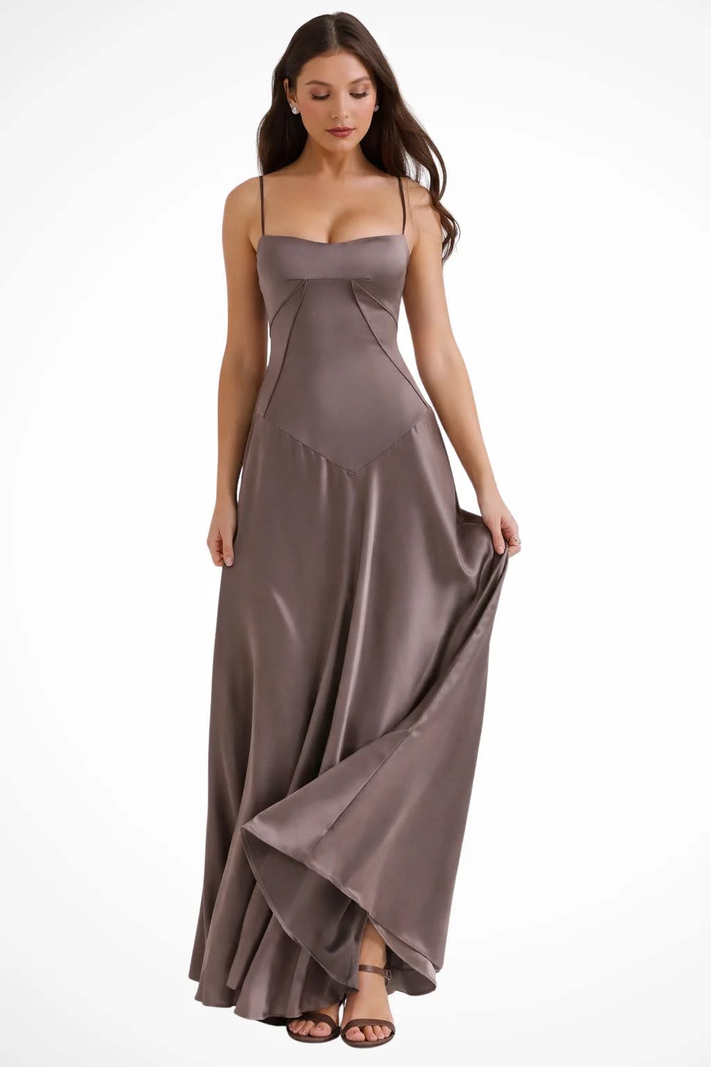 Colette Square Neck Wedding Guest Maxi Dress with Corset Back