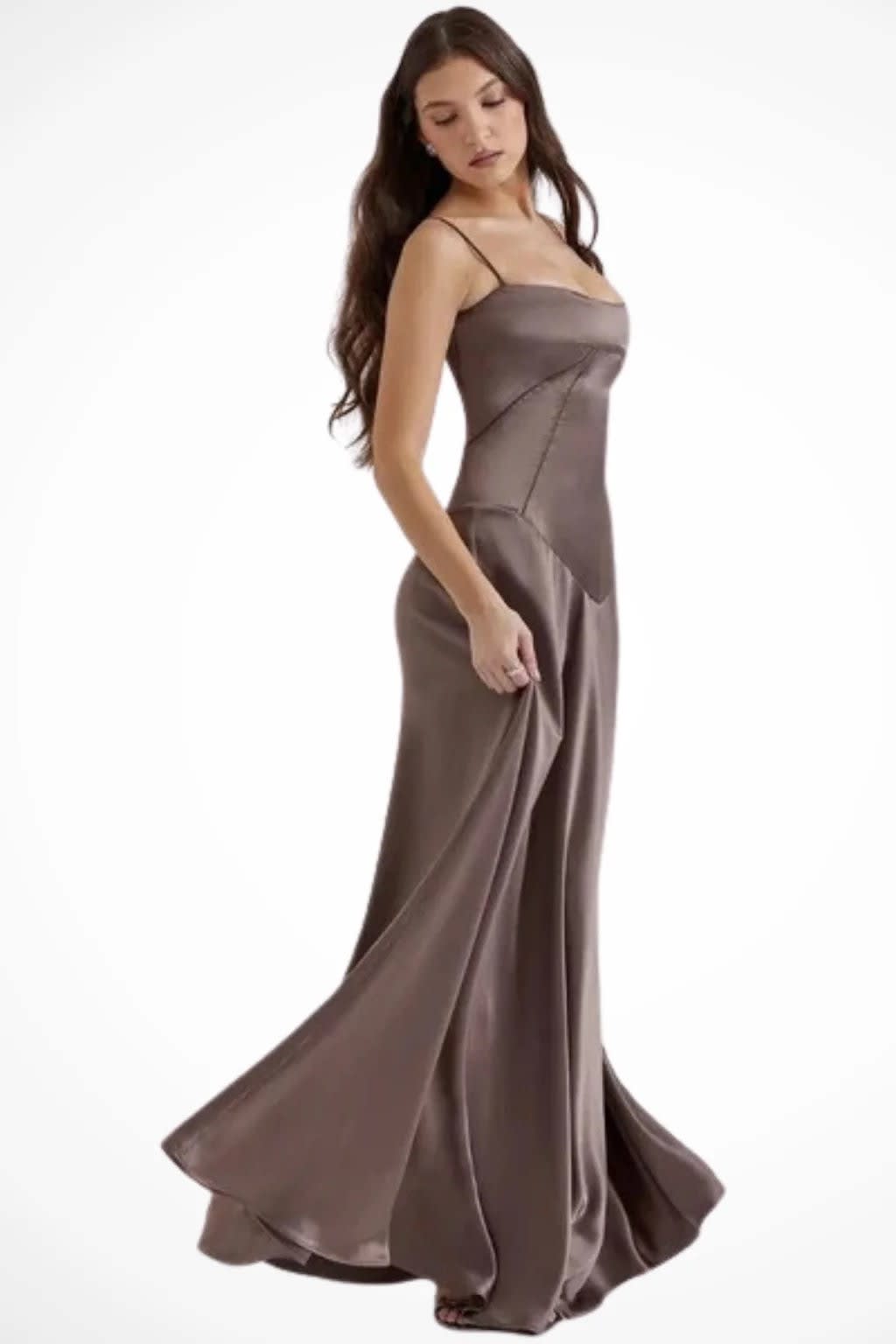 Colette Square Neck Wedding Guest Maxi Dress with Corset Back