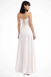 Colette Square Neck Wedding Guest Maxi Dress with Corset Back