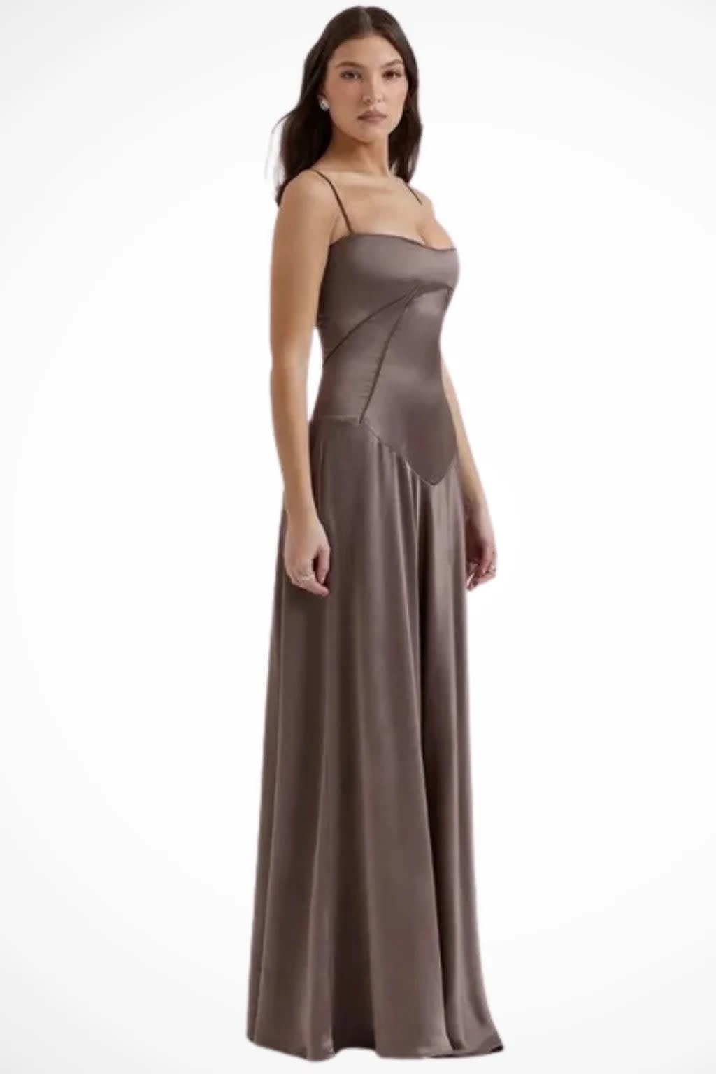 Colette Square Neck Wedding Guest Maxi Dress with Corset Back