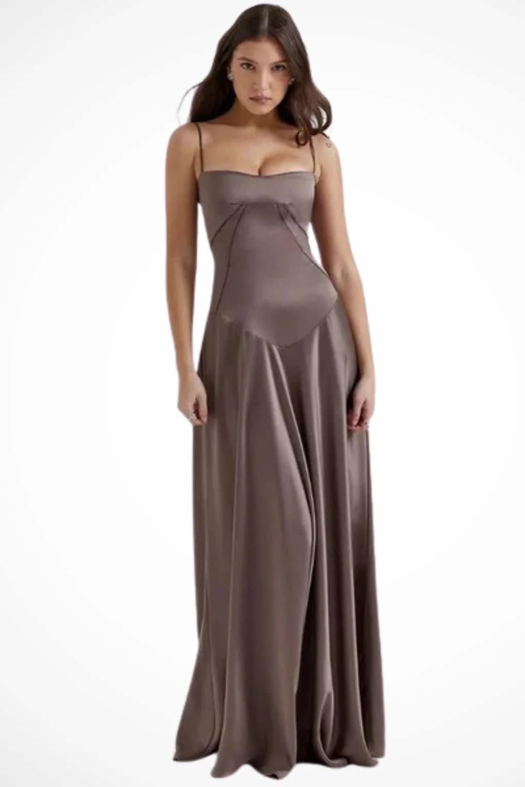 Colette Square Neck Wedding Guest Maxi Dress with Corset Back