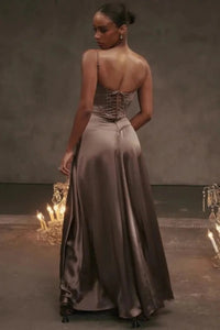 Colette Square Neck Wedding Guest Maxi Dress with Corset Back
