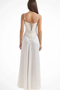 Colette Square Neck Wedding Guest Maxi Dress with Corset Back
