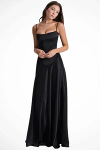 Colette Square Neck Wedding Guest Maxi Dress with Corset Back