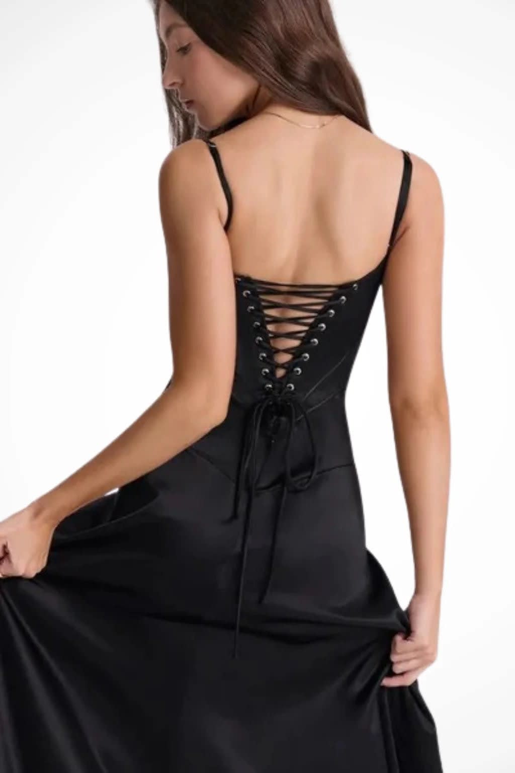 Colette Square Neck Wedding Guest Maxi Dress with Corset Back