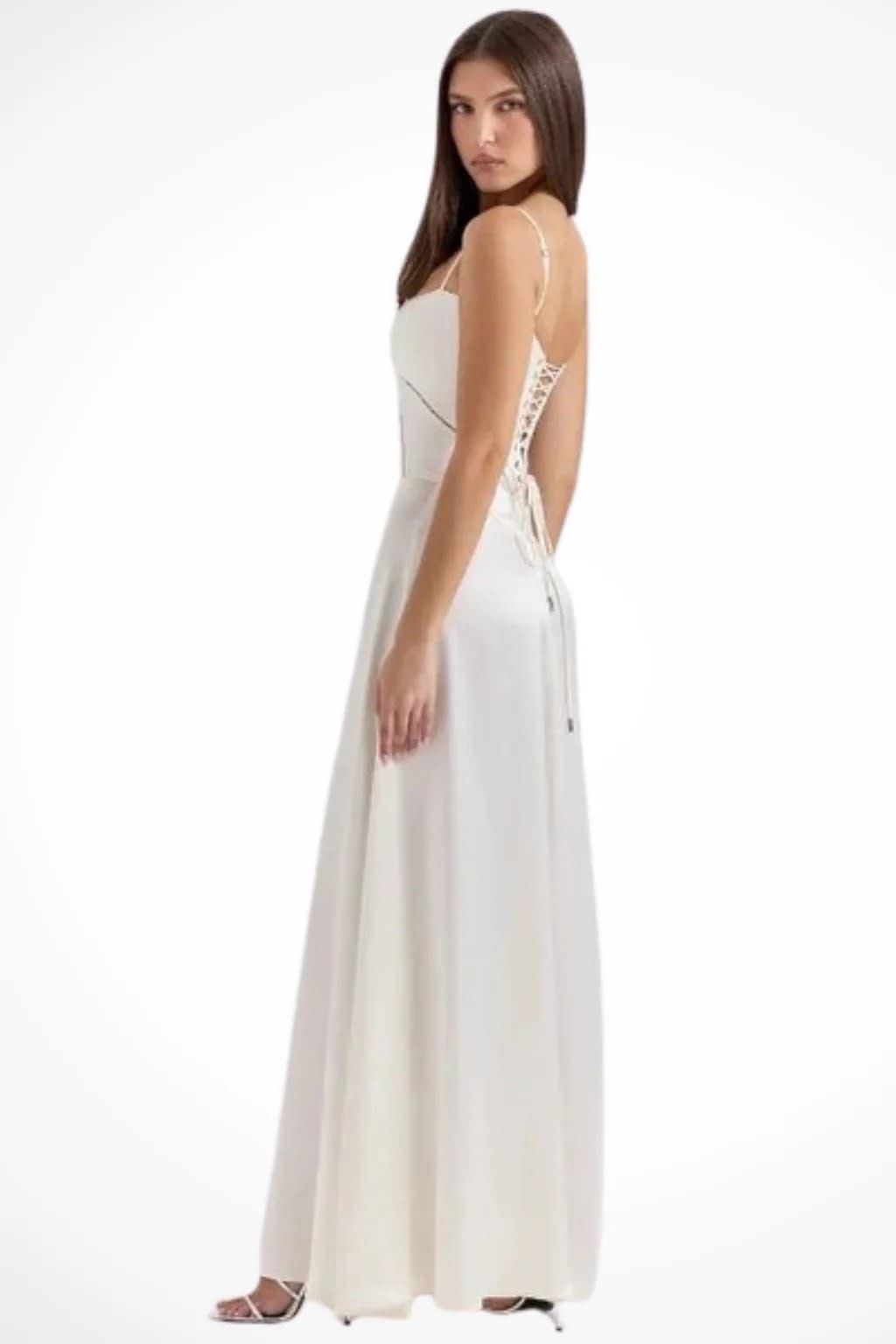 Colette Square Neck Wedding Guest Maxi Dress with Corset Back