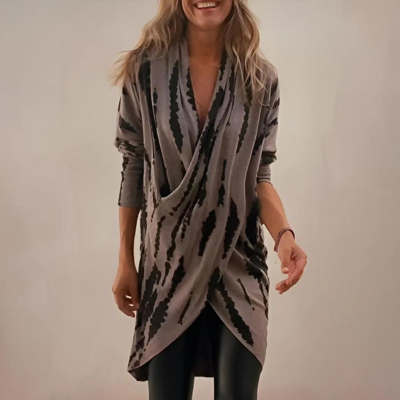 Renee Draped Long Sleeve Wrap Tunic Top_2