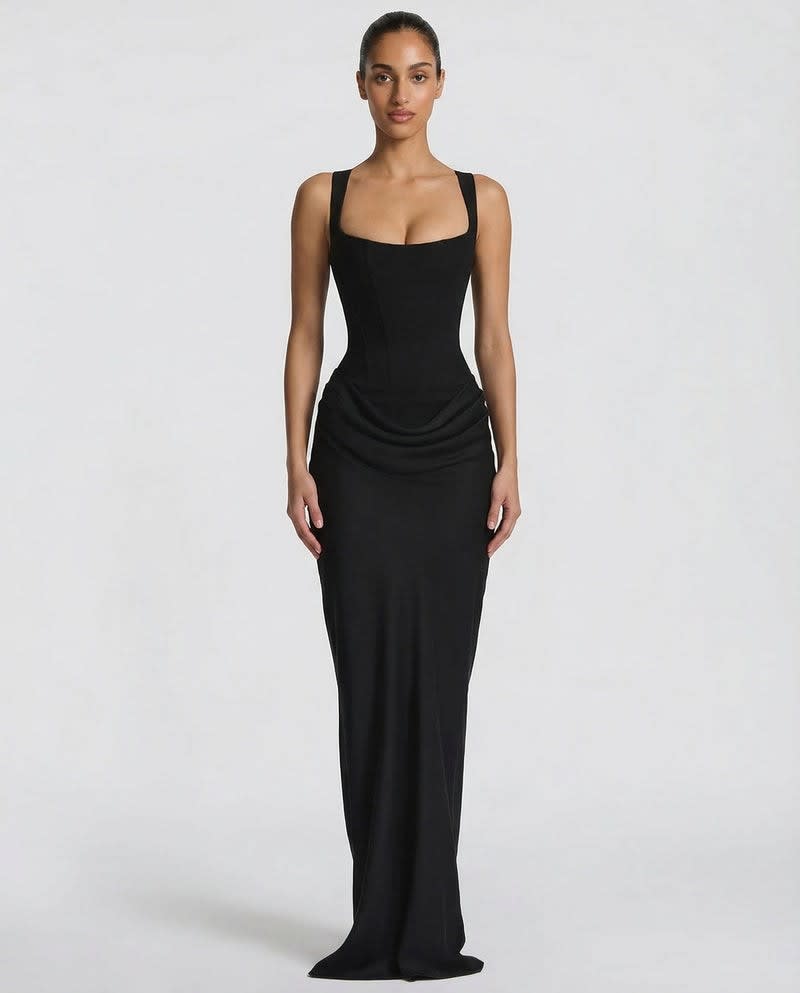 Anastasia Corset Draped Maxi Dress