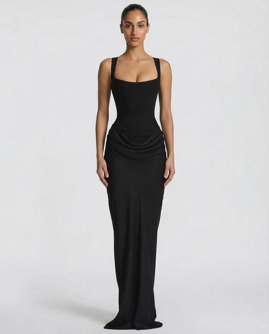 Anastasia Corset Draped Maxi Dress_1