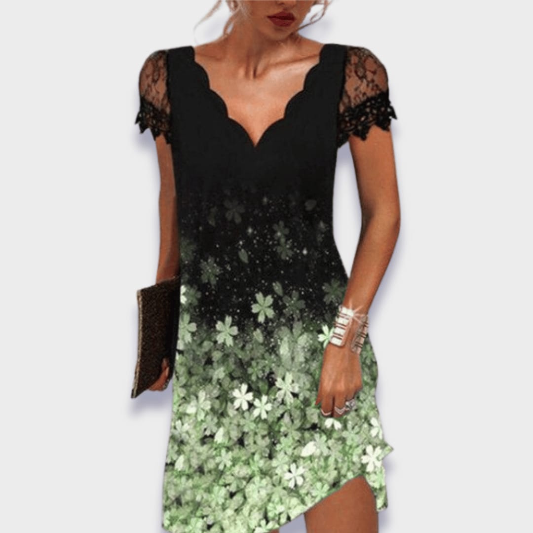 Marlow Scalloped V-Neck Lace Sleeve Shift Dress_6
