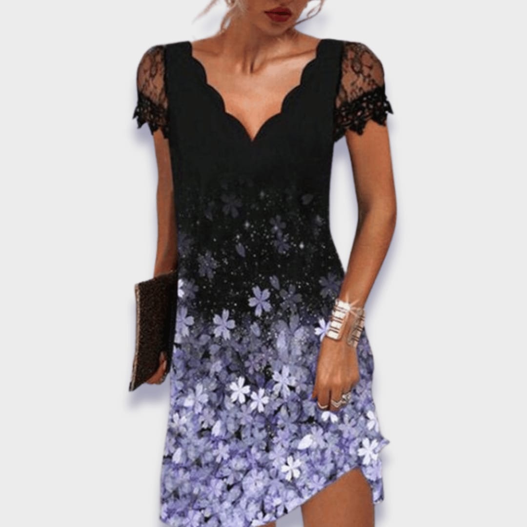 Marlow Scalloped V-Neck Lace Sleeve Shift Dress_8
