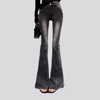 Helena High Waisted Washed Black Flared Jeans