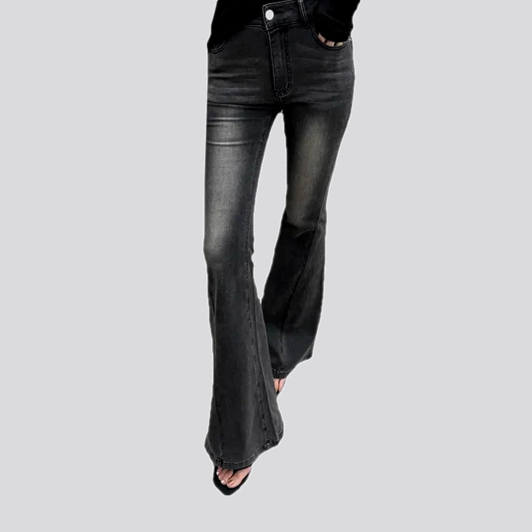Helena High Waisted Washed Black Flared Jeans