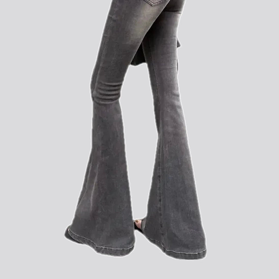 Helena High Waisted Washed Black Flared Jeans