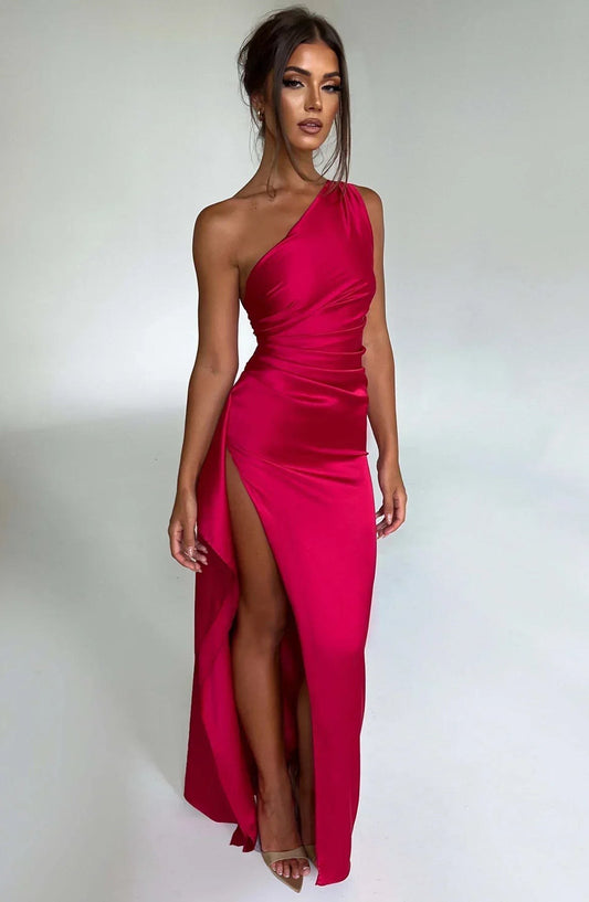 Saffron One Shoulder Satin Maxi Dress_1